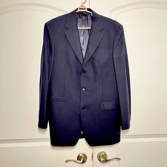 Brooks Brothers Navy wool 3 button Mens jacket blazer  size 40 Regular - Picture 1 of 8